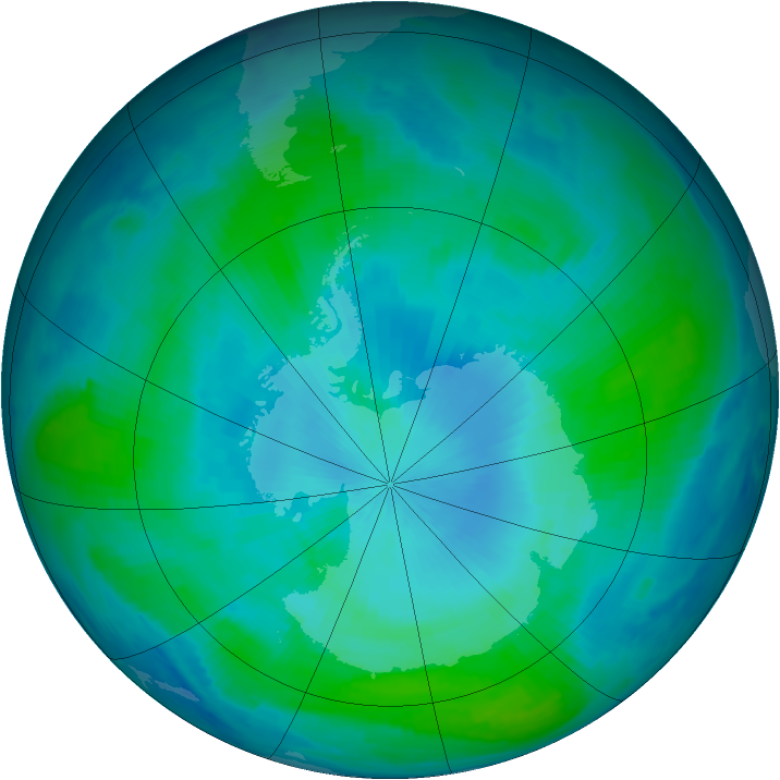 Antarctic ozone map for 16 February 1997